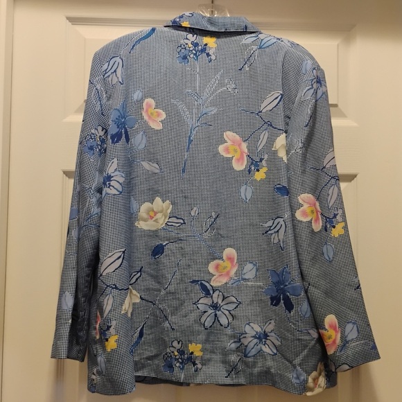 Vintage G.W. Graff Lightweight Floral Abstract Blazer Jacket Unique Size 10 - Picture 7 of 9